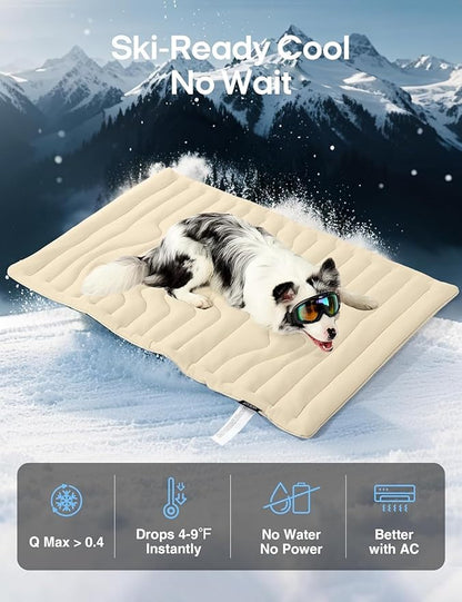 Cooling Mat, Dog Cooling Mat-4x More Effective, Gel-Free Self Washable Portable Pet Coolings Pad for Dogs & Cats Sleeping Mat, Keep for Pets (Green,44-80 lbs - Medium or Large Dog)