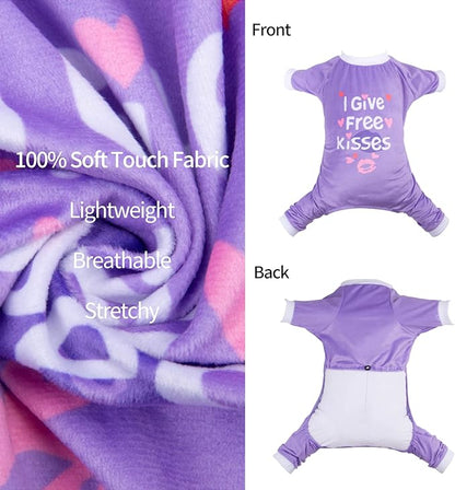 CuteBone Trend Letters Dog Pajamas Clothes Soft Puppy Pjs for Small Dogs P246L I give Free Kisses