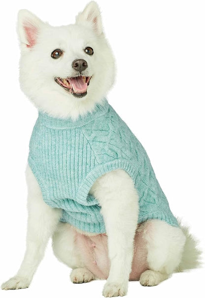 Blueberry Pet Classic Fuzzy Knit Dog Sweater, Crew-Neck Pullover Christmas Style in Heathered Jade, 12” Back Length, Cozy & Soft