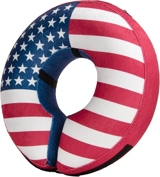 BENCMATE Inflatable Dog Cone Collar Alternative, Soft Dog Cone for Small Medium Large Dogs and Cats, Neck Recovery ECollar Donut Collar After Surgery (Small, Flag)