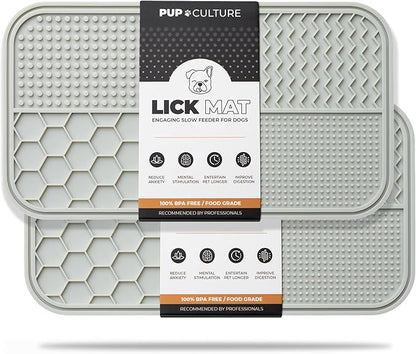 Pup Culture Dog Lick Mat for Dogs (2 Pack), Feeding Pad for Anxious Pets Plus 4 Different Puzzles for Mental Stimulation for Dogs - Supports Mental, Dental, and Digestive Health - Heavy Duty