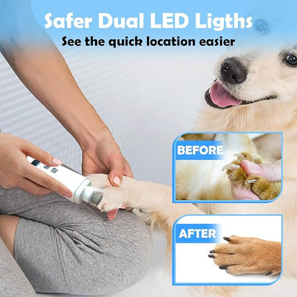 Dog Nail Grinder, Electric Pet Nail Grinder with 2 Speed Digital USB Rechargeable Dog Nail Trimmer Nail Claw Clippers with LED Lighting Quiet Paws Grooming for Large Medium Small Dogs Pet