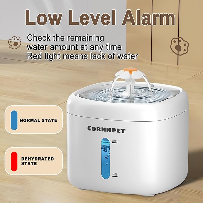 Cat Water Fountain 74Oz/2.2L - Dogs Drinking Waterer Bowls Indoor - Pet Water Fountain - Ultra Silent - Kitten Drinking Fountains with 3 Filters and 1 Mat