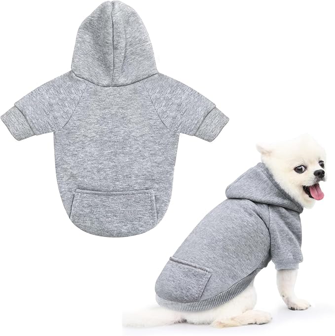 Idepet Pet Dog Hoodies Dog Clothes for Small Dogs Vest Chihuahua Clothes Warm Coat Jacket Autumn Puppy Outfits Cats Dogs Clothing(M,Dark Grey)