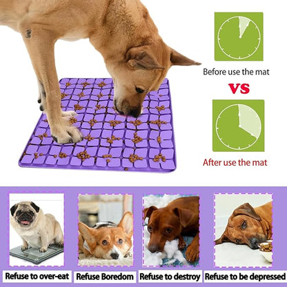 Dog Lick Mat & Snuffle Mat for Dogs – Slow Feeder Licking Mat with Suction Cups, Dog Enrichment Toys for Anxiety Relief, Training Smell & Natural Foraging, Slow Eating for Large Breed（Large Silicone）