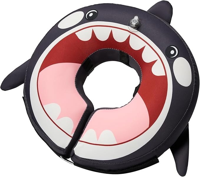 BENCMATE Inflatable Dog Cone Collar Alternative, Soft Dog Cone for Small Medium Large Dogs and Cats, Neck Recovery ECollar Donut Collar After Surgery (Small, Orca)