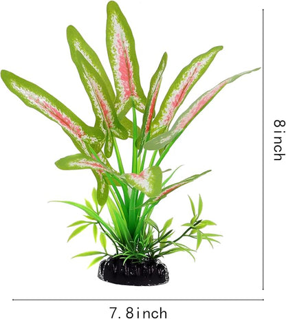 Silk Aquarium Plants for Betta Fish Tank, 2 Pcs 8 Inch Small Silk Aquarium Plant Aquatic Water Grass Decoration (Green-Wine, 8 Inch)
