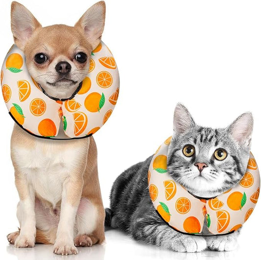 MIDOG Inflatable Dog Cone Alternative for After Surgery - Soft Protective Donut Collar Prevents Licking, Comfortable Recovery E-Collar Alternative for Small Medium Large Dogs (Orange,XS)