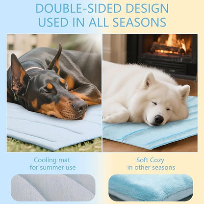 BECEMURU Dog Cooling Mat, Thickened Soft Pet Cooling Pad for Summer, 36"x23" Pet Bed for Crate Kennel Sofa, Q-MAX＞0.45, Non-Gel Coolness, Machine Washable & Durable - Keep Pet Cool and Comfortable