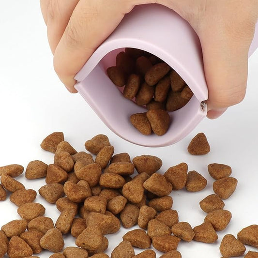 WALLFID Silicone Dog Treat Pouch, Auto Closure, with Pet Training Clicker, Walking Bag for Dog and Cat, Pocket Size, Easy to Clean, Odorless, Travel Walking Bag (Light Purple)