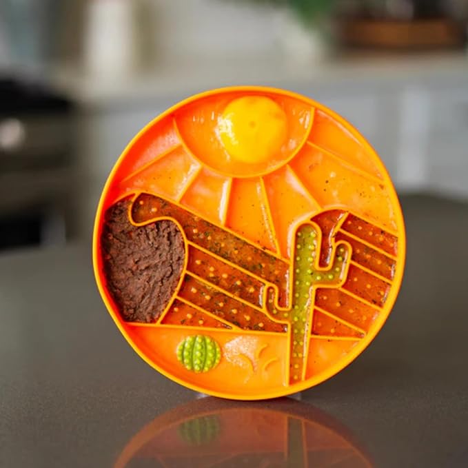 Messy Mutts and Cats Interactive Slow Feeder | Desert Orange - 2 Cup Capacity | 8” Round Silicone Puzzle Slow Feeder for Dogs/Cats | Enrichment Food Dish for Slow Eating, Bloating