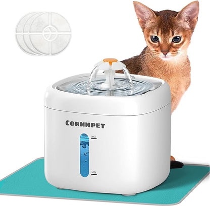 Cat Water Fountain 74Oz/2.2L - Dogs Drinking Waterer Bowls Indoor - Pet Water Fountain - Ultra Silent - Kitten Drinking Fountains with 3 Filters and 1 Mat