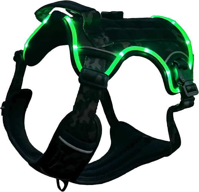 Ragnarok Multicam Black Tactical Dog Harness with LED Light, MOLLE Panels, Durable Luxury Vets, Service Dog Vest Small, Medium, XL, XXL Dogs