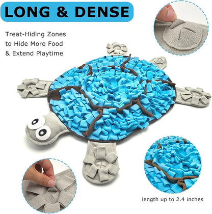 Snuffle Mat for Dogs, Tortoise-Themed Slow Feeder for Small/Middle/Large Breed, Durable Washable Portable Pet Feeding Mat, Nose Work Training Pad, Anxiety Relief & Mental Stimulation(M, Blue)