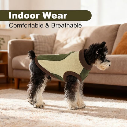Winter Fleece Dog Vest, Soft & Warm, Walking & Hiking,Dogs Sweater with D-Ring for Leash, Stretchy Coats for Winter Fall Spring,Machine Washable,Army Green,Size L