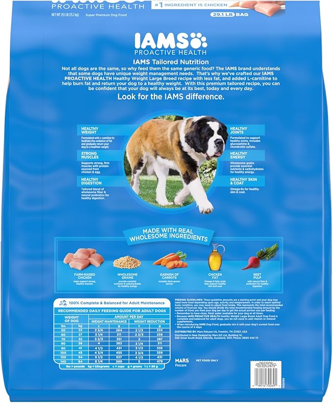 IAMS Proactive Health Healthy Weight Control Large Breed Adult Dry Dog Food with Real Chicken, 29.1 lb. Bag
