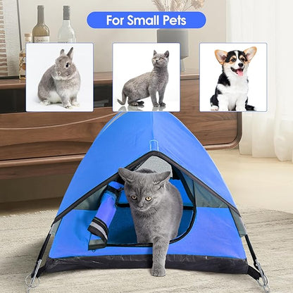 Cat Camping Tent, Cat Tent Bed, Pet Tent for Indoor Cat and Small Dog, Mini Tent (Blue, 21 x 21 x 14 Inches)