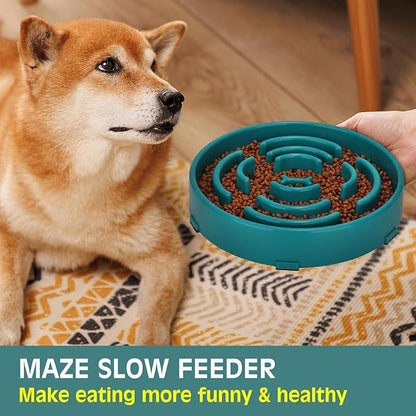 WHIPPY Large Slow Feeder Dog Bowls for Large Medium Dogs Anti-Chocking Slow Feeding Maze Dog Food Bowl Slow Eating Interactive Bloat Stop Puzzle Bowl,Green