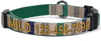 Pawtitas Pet Soft Adjustable Solid Color Puppy Collar Dog Multicolor Personalized Customizable Embroidered Customize w Name & Phone Number Grey Blue Green Large Customized Large (Pack of 1)