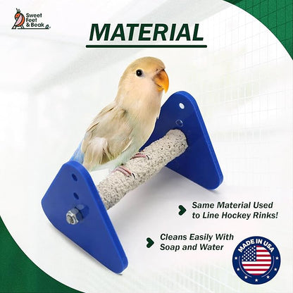 Sweet Feet and Beak Portable Bird Perch Stand for Small Birds to Keep Nails and Beaks in Top Condition - Safe, Non-Toxic, Easy to Install Cage Accessories