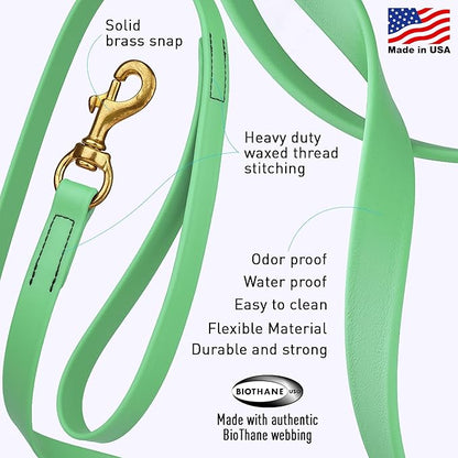 Viper Biothane K9 Working Dog Leash Waterproof Lead for Tracking Training Schutzhund Odor-Proof Long Line with Solid Brass Snap for Puppy Medium and Large Dogs, 20ft Sea Foam Green