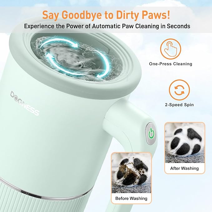 DOGNESS W02 Automatic Dog Paw Cleaner for Medium to Large Dogs (Green)