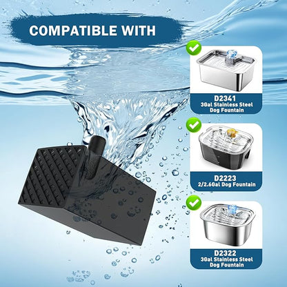Dog Water Fountain Pump Replacement – Compatible with Stainless Steel Pet Water Fountain for Large Dogs, Quiet & Safe Replacement Pump for D2223 D2341 D2322 D2419 Models