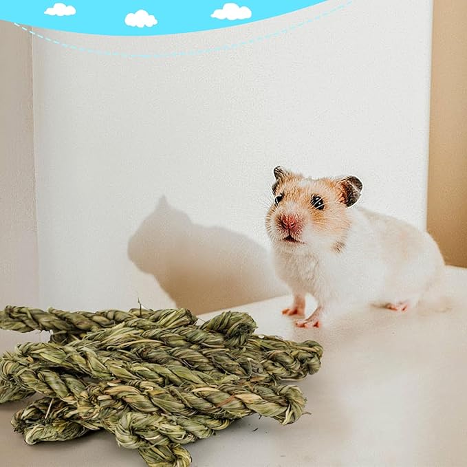 matafat 25pcs Rabbit Timothy Hay Toy for Bunny Small Animal Treats Natural Grass Stick Chew Toys Snacks Molar Teeth Grinding for Guinea Pigs Chinchillas Hamsters