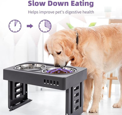 Jaoul Slow Feeder Dog Bowls Insert, Puzzle Slow Feeder with 51 Octopus Suction Cups for Medium Large Size Dog Bowls Over 6.5" Wide (Purple)