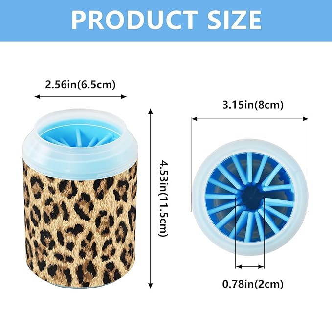 Dog Paw Cleaner Mudbuster Dog Foot Washer for Small Medium Large Dogs Cats Premium Pet Supplies Classical Leopard Print
