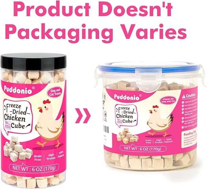 Freeze Dried Cats & Dogs Raw Treats, All Natural Single Ingredient Chicken Breast, High Protein Healthy Pet Training Treats or Food Topper, 6 oz