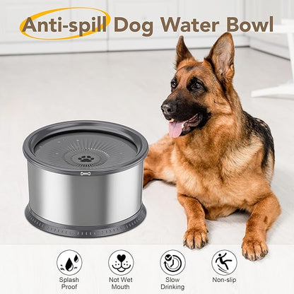 1.6 Gallon Dog Water Bowl, 6.5L/220oz Stainless Steel No Spill Water Bowl for Large Dogs, Super Large Capacity Splash Proof Pet Slow Drinking Water Bowl with Anti-Slip Mat for Mess Drinkers