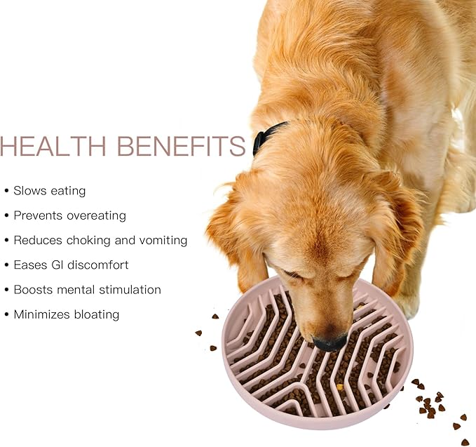 Slow Feeder Dog Bowls, Puzzle Silicone Dog Feeding Bowls with Suction Cups, Anti-Choking, Non-Slip Design, Reduces Boredom, Anxiety, Ideal for Medium to Small Dogs & Cats - XAQMHSW (Pink)