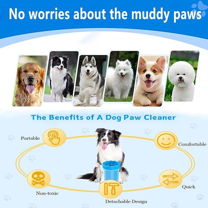 Dog Paw Cleaner,Washer,Pets Foot wash Cup-Pet Foot Cleaner for Small Medium Large Breed Dogs/Cats Pet Clean Paws Miracle Tool(with 1 Towel& 1Brush) Blue (Cup-2) (Cup-2)