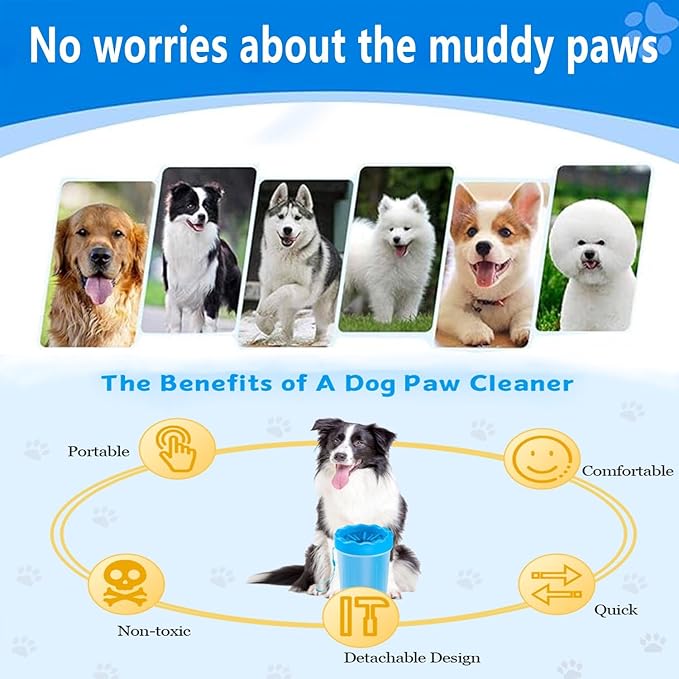 Dog Paw Cleaner,Paw Cleaner for Dog,Pets Foot wash Cup-Dog wash paw Cup-Pet Foot Cleaner for Small Medium Large Breed Dogs/Cats Pet Clean Paws Miracle Tool(with 1 Towel& 1Brush)