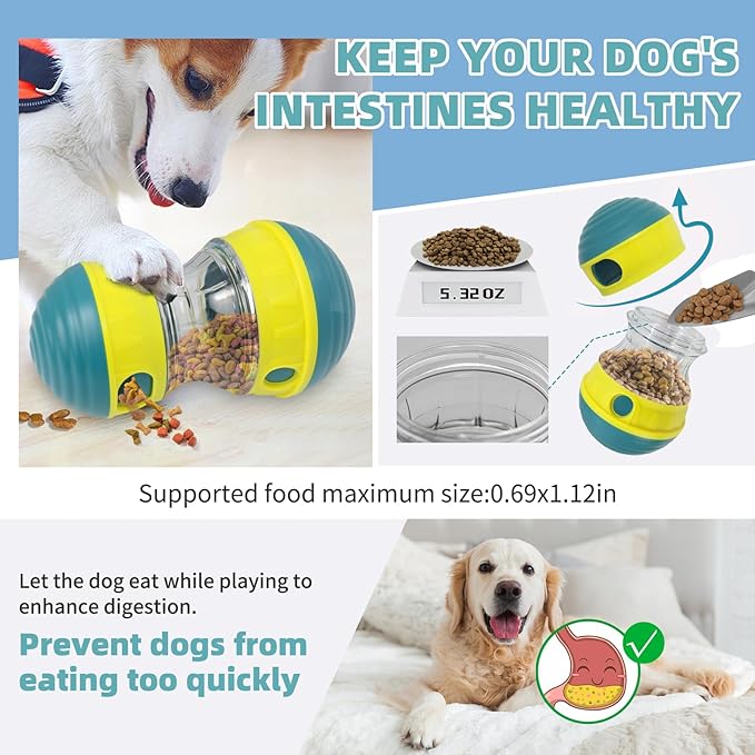 Interactive Dog Toys to Keep Them Busy, Puppy Puzzle Adjustable Food Dispenser Slow Feeder, Enrichment Treat Dispensing Toy Ball for Large/Medium/Small Breed Dogs Pet Gift, Yellow