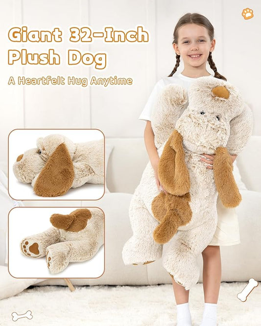MaoGoLan Giant Dog Plush,31 inches Large Stuffed Animal Dog, Fluffy and Cuddly Stuffed Puppy Stuffed Animal Throw Pillow Toy Gift for Puppy Lover,Girls,Kids