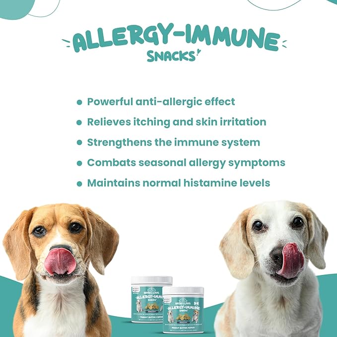 Dog Allergy Relief Chews – Antihistamine & Immune Support Supplement with Probiotics, Colostrum & Salmon Oil – Best Dog Allergy Chews for Anti Itch, Seasonal Allergies, Shedding Control – 90 Ct