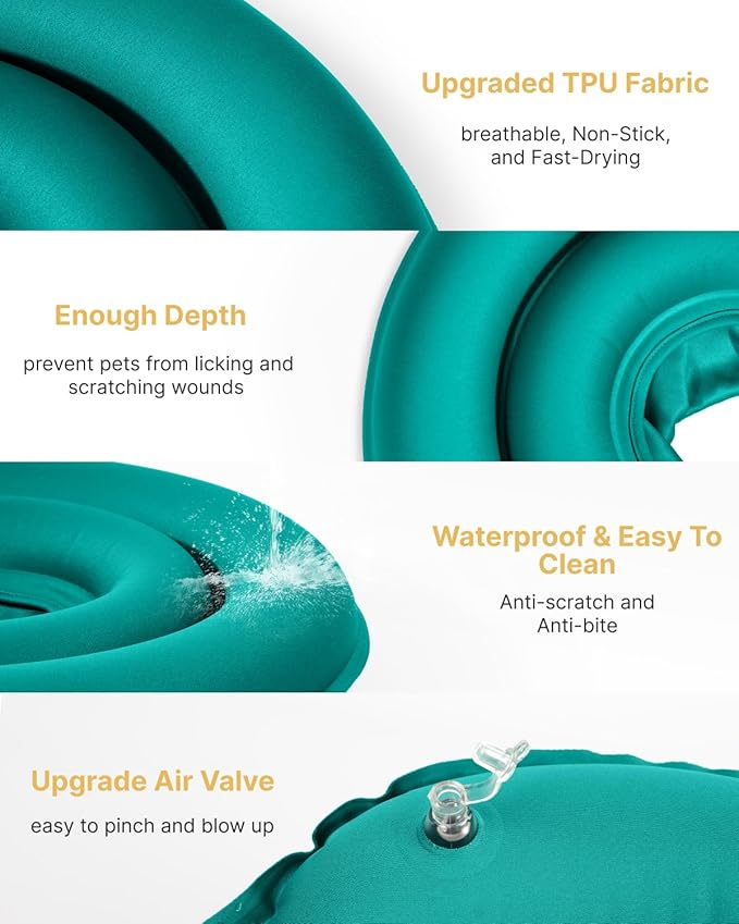 MIDOG Soft Inflatable Dog Cone - Comfortable Alternative After Surgery That Doesn't Block Vision, Patented Donut Recovery Collar Prevents Licking for Large & Medium Dogs (XS)