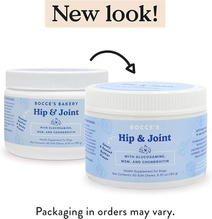 Bocce's Bakery Hip & Joint Supplement for Dogs, Daily Chews Made in The USA with Glucosamine, MSM, and Chondroitin, Supports Healthy Joints, Peanut Butter & Honey, 60 ct