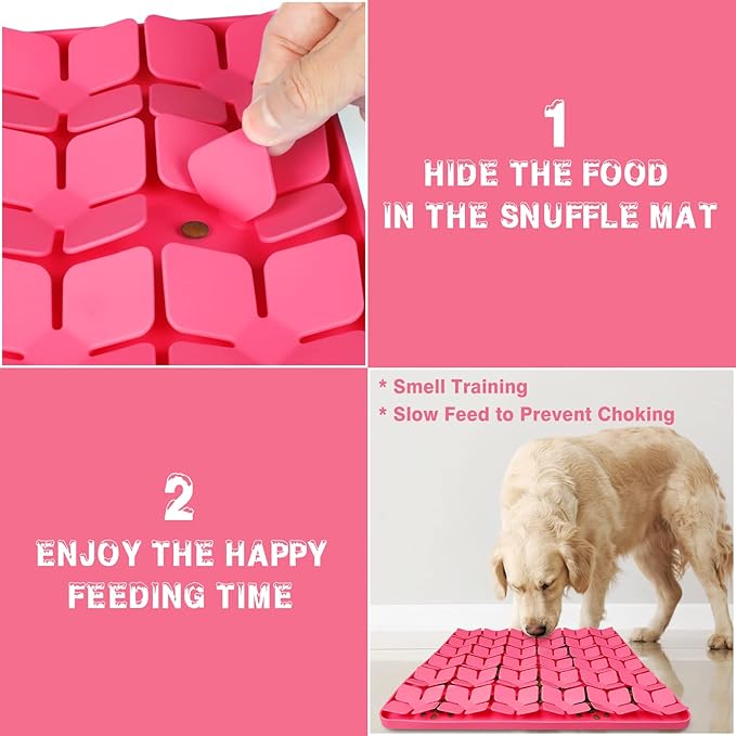Snuffle Mat for Dogs16“x16”,Premium Silicone Dog Food matInteractive Feed Game for Boredom,Encourages Natural Foraging Skills and Stress Relief for Large Dogs Smell Training Slow Feed Mat P