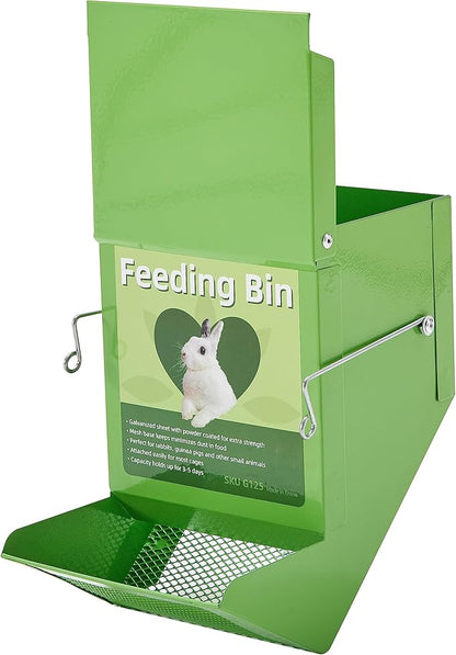 CounttyLivin Metal Small Animal Feeder with Lid, Heavy Duty, Large Capacity Food Dispenser, Great for Rabbits, Guinea Pigs, Chinchillas and Other Small Animals. (4.6 inch, Green)