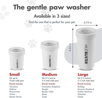 Dexas MudBuster Portable Paw Cleaner for Dogs, Large, Bright White Special Edition, Premium Pet Supplies and Accessories