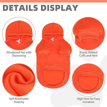 KOOLTAIL Fall Dog Hoodie - Soft & Warm Dog Thanksgiving Sweater with Leash Hole and Pocket, Pet Winter Coat, Cold Weather Clothes Sweatshirt for Small Medium Large Dogs Puppy Cat Boys Girls, Orange S