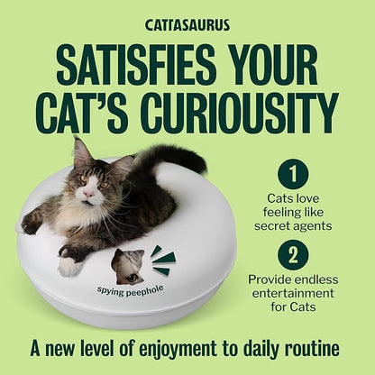 Cattasaurus Peekaboo Cat Cave, Extra Spacious for Multiple & Large Cats 15+ lbs, Scratch Detachable Cat Beds for Indoor Cats, Washable Tunnel Bed, Comfy Donut Tunnel (White, Jumbo)