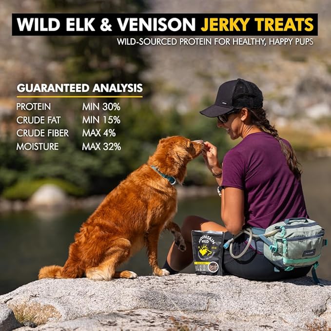 Venison Jerky Training Treats for Dogs – Elk & Deer Meat Protein Dog Treat High-Value Reward – All-Natural, No Fillers, Grain-Free, No Artificial Preservatives – 8 oz (1 Pack)