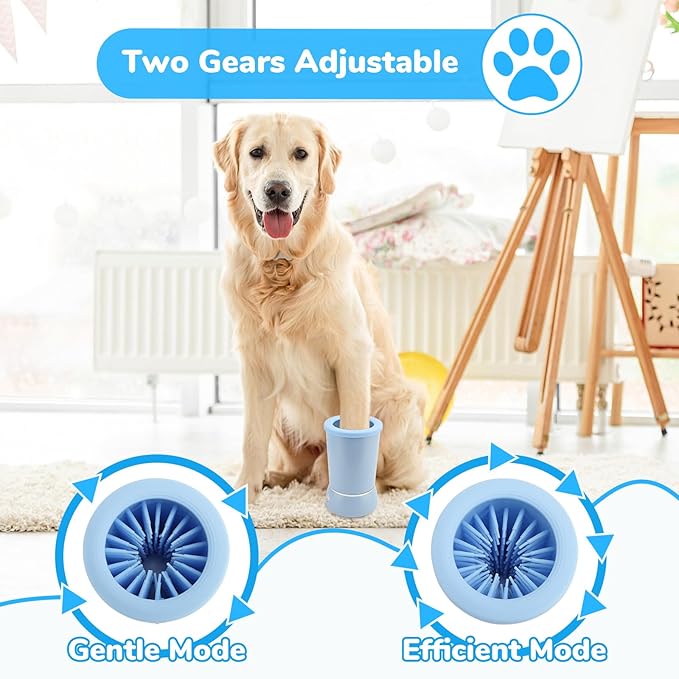 Automatic Dog Paw Cleaner, Dog Paws Washer, Rechargeable Dogs Cleaner, Portable Pet Cleanning Tool for Small to Medium Dogs, Pet Grooming Supplies for Big Cats (Blue)