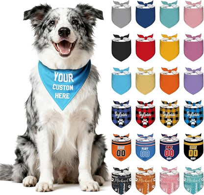 Personalized Dog Bandana Custom Dog Pet Scarf Customized Name Printing Bandanas Gift for Pets Multiple Colors Available