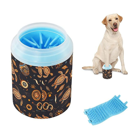 Dog Paw Cleaner Cups for Dogs Pets Foot Washer Paw Scrubber for Medium Small Cats Dogs Cleaning Cup Sea Turtles Dot Painting