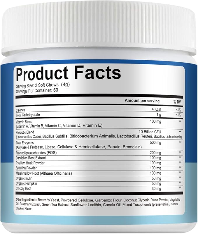 Probiotics Dog Allery Chews for Dogs, Improve Itchy Skin Itchy Ears, Yeast Balance, Gut Health, Probiotics (10 Billion CFU) for Dog Immune Health & Allergy Relief Chews + Vitamins Blend